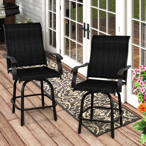 Lark Manor Amarelys Outdoor Patio Swivel Bar Chair With Back, Bar
